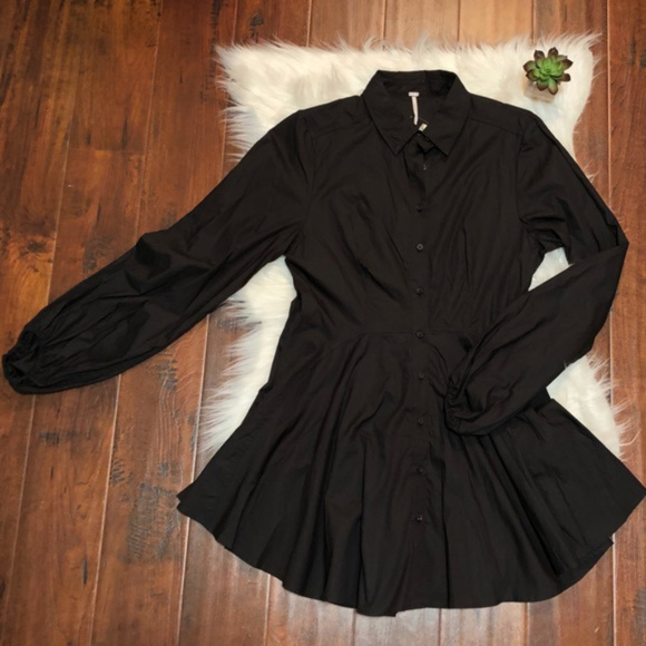 FREE PEOPLE Black All the Time Front Button Tunic - Picture 6 of 8